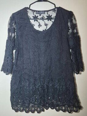 Guipure black blouse size XL